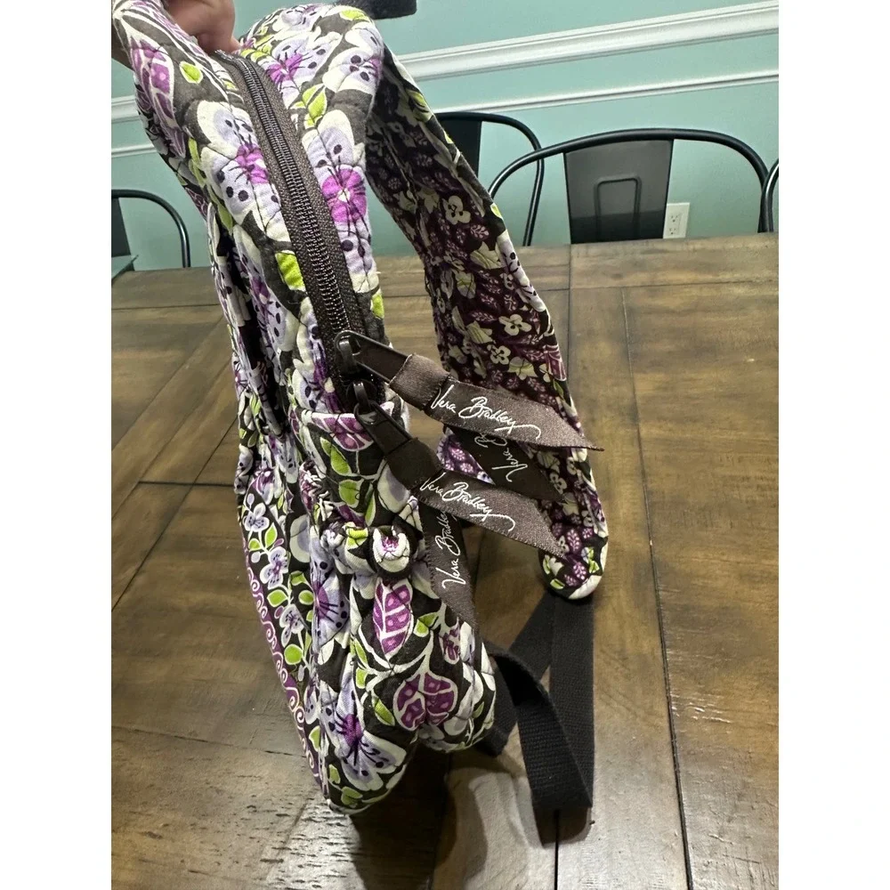 Vera Bradley Plum Crazy Small Backpack Bookbag Retired Purple Floral Cotton